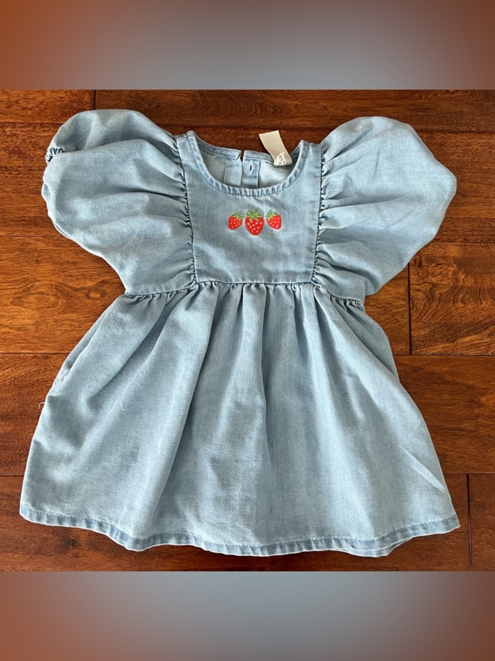 H&M 9 Month Strawberry Denim Baby Girl Dress